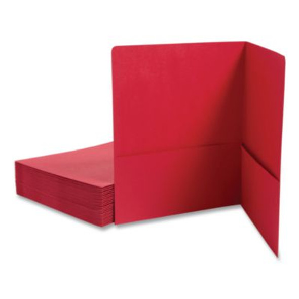 Two-Pocket Folders, Accommodates (100) 11 x 8.5 Sheets, Red, 25/Box