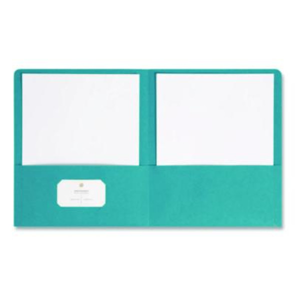 Two-Pocket Folder, Textured Paper, 100-Sheet Capacity, 11 X 8.5, Teal, 25/Box