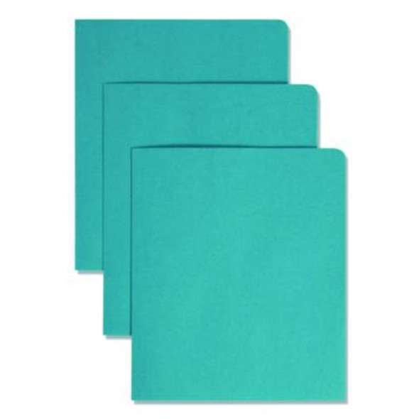 Two-Pocket Folders, Accommodates (100) 11 x 8.5 Sheets, Teal, 25/Box