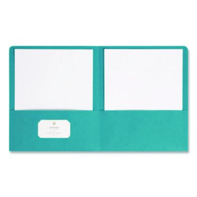 Two-Pocket Folders, Accommodates (100) 11 x 8.5 Sheets, Teal, 25/Box