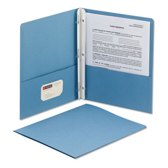 2-Pocket Folder With Tang Fastener, 0.5" Capacity, 11 X 8.5, Blue, 25/Box