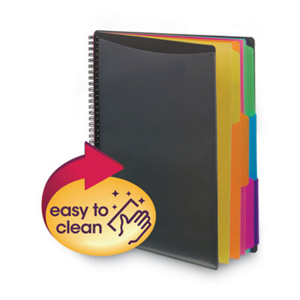 Poly Project Organizer, 12 Letter-Size Sleeves, Gray With Bright Pockets