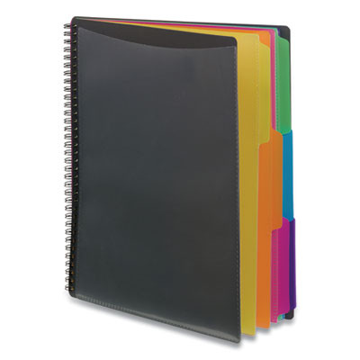 Poly Project Organizer, 12 Letter-Size Sleeves, Gray With Bright Pockets