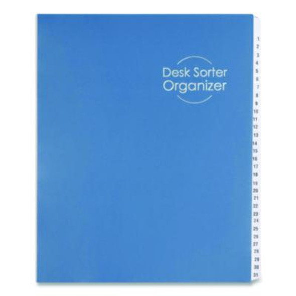 Deluxe Expandable Indexed Desk File/Sorter, 31 Dividers, Date Index, Letter Size, Dark Blue Cover