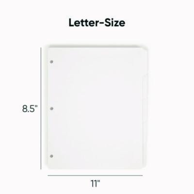 Three-Ring Binder Index Divider, 5-Tab, 11 X 8.5, White, 20 Sets