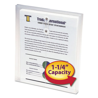 Poly String And Button Interoffice Envelopes, Open-End (Vertical), 9.75 x 11.63, Clear, 5/Pack