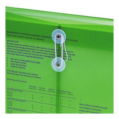 Poly String And Button Interoffice Envelopes, Open-End (Vertical), 9.75 x 11.63, Transparent Green, 5/Pack