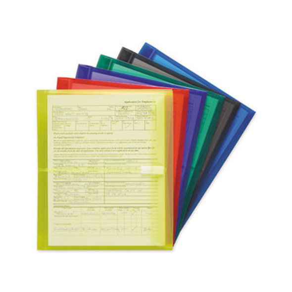 Poly Side-Load Envelopes, Fold-Over Closure, 9.75 x 11.63, Assorted Colors, 6/Pack