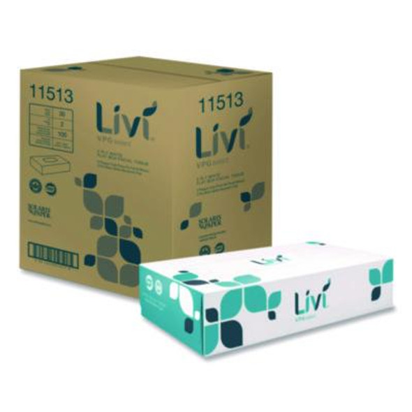 Flat Box Facial Tissue, 2-Ply, White, 100 Sheets/Box, 30 Boxes/Carton