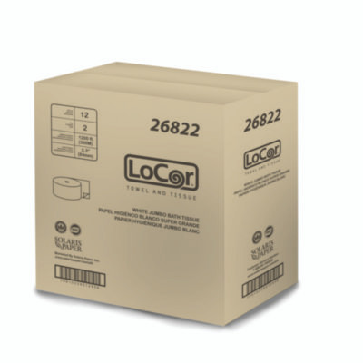 Jumbo Bath Tissue, 2-Ply, 3.3" x 1,200 Ft, White, 12 Rolls/Carton