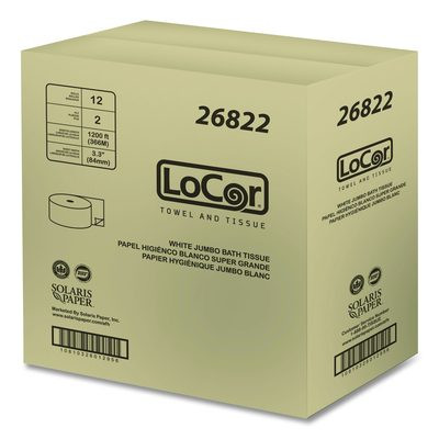 Jumbo Bath Tissue, 2-Ply, 3.3" x 1,200 Ft, White, 12 Rolls/Carton