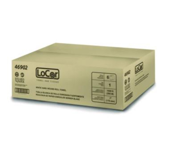 Hard Wound Roll Towel. 1-Ply, 7" x 1,000 Ft, White, 6 Rolls/Carton