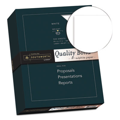 Quality Bond Business Paper, 95 Bright, 20 Lb Bond Weight, 8.5 x 11, White, 500/Ream