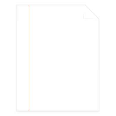 25% Cotton Business Paper, Red Margin Rule, 95 Bright, 20 Lb Bond Weight, 8.5 x 11, White, 500 Sheets/Ream