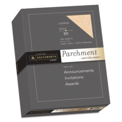 Parchment Specialty Paper, 24 Lb Bond Weight, 8.5 x 11, Copper, 500/Box