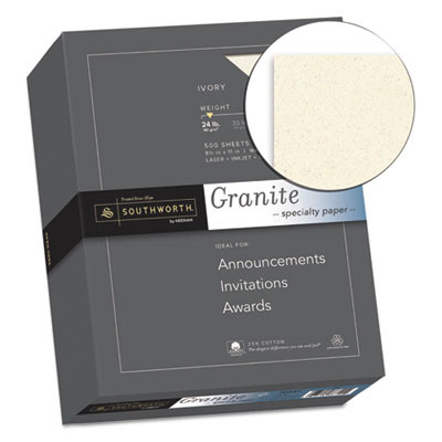 Granite Specialty Paper, 24 Lb Bond Weight, 8.5 x 11, Ivory, 500/Ream
