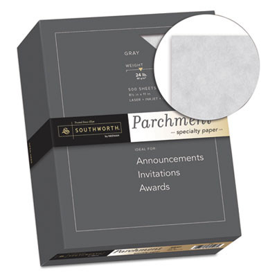 Parchment Specialty Paper, 24 Lb Bond Weight, 8.5 x 11, Gray, 500/Ream