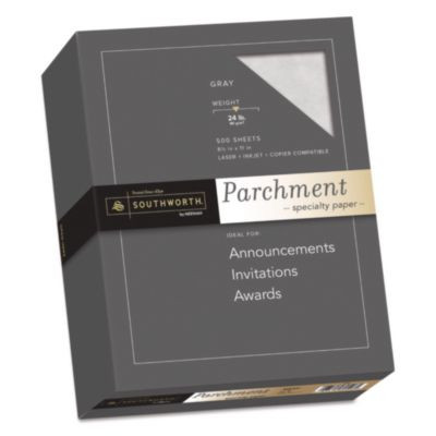 Parchment Specialty Paper, 24 Lb Bond Weight, 8.5 x 11, Gray, 500/Ream