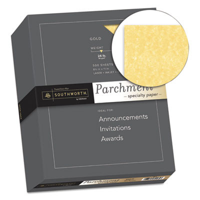 Parchment Specialty Paper, 24 Lb Bond Weight, 8.5 x 11, Gold, 500/Ream