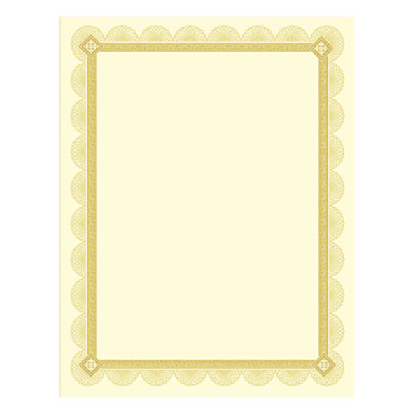 Premium Certificates, 8.5 X 11, Ivory/Gold With Spiro Gold Foil Border,15/Pack