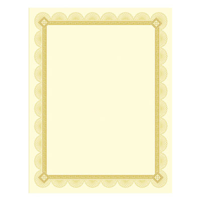 Premium Certificates, 8.5 X 11, Ivory/Gold With Spiro Gold Foil Border,15/Pack