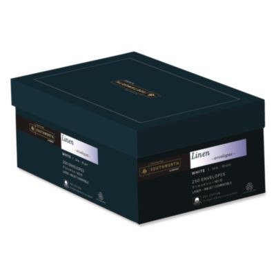 25% Cotton Linen #10 Envelope, Commercial Flap, Gummed Closure, 4.13 X 9.5, White, 250/Box