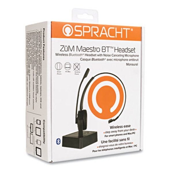Zum Maestro Bluetooth Monaural Over The Head Headset, Black