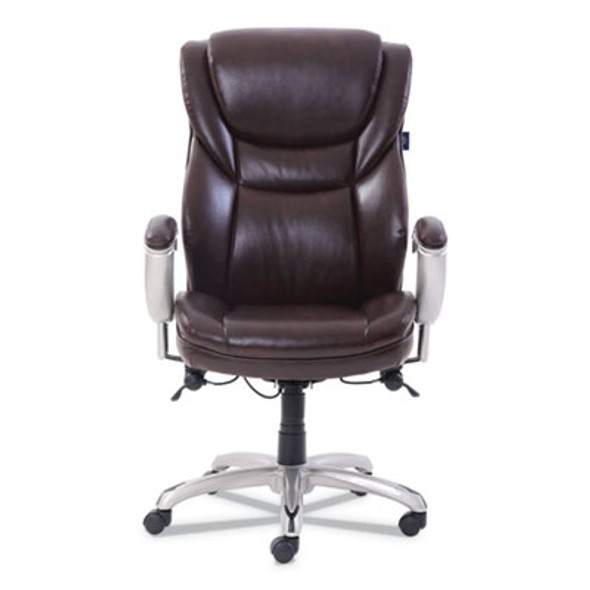 Emerson Executive Task Chair, Supports Up To 300 Lb, 19" To 22" Seat Height, Brown Seat/Back, Silver Base