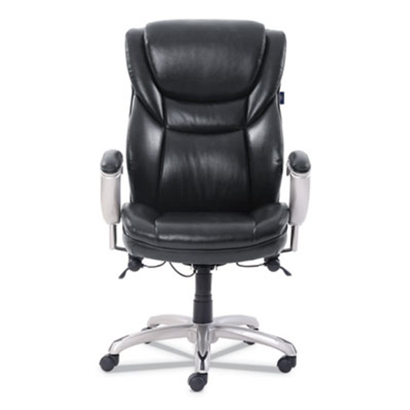 Emerson Executive Task Chair, Supports Up To 300 Lb, 19" To 22" Seat Height, Black Seat/Back, Silver Base