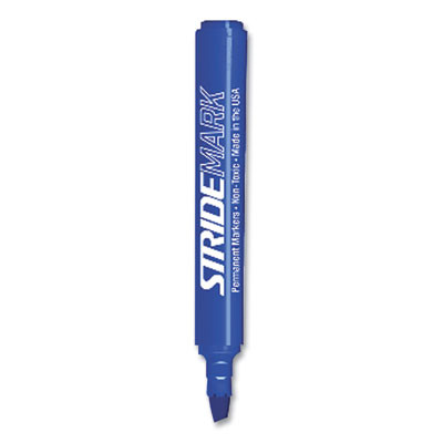 Stridemark Tank Permanent Marker, Broad Chisel Tip, Blue, 12/Pack