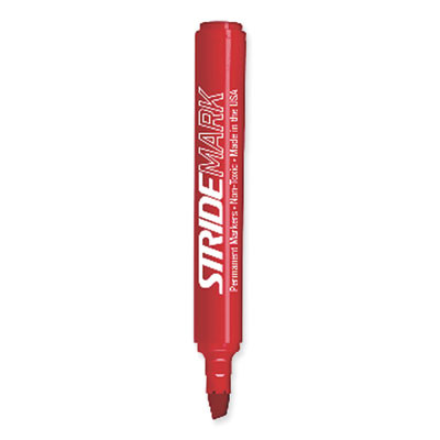 Stridemark Permanent Marker, Fine Bullet Tip, Red, 12/Pack