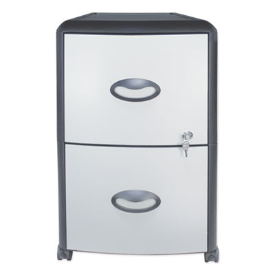 Mobile Filing Cabinet With Metal Siding, 2 Letter-Size File Drawers, Silver/Black, 19" X 15" X 23"