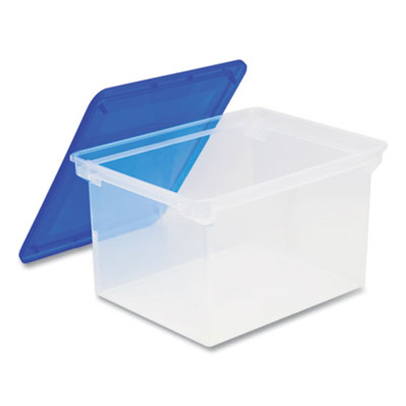 Tote With Comfort Edges, Letter/Legal Files, 13.9" x 18.3" x 10.6", Blue/Clear, 4/Carton