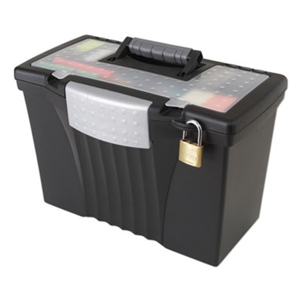 Portable Letter/Legal Filebox With Organizer Lid, Letter/Legal Files, 14.5" X 10.5" X 12", Black
