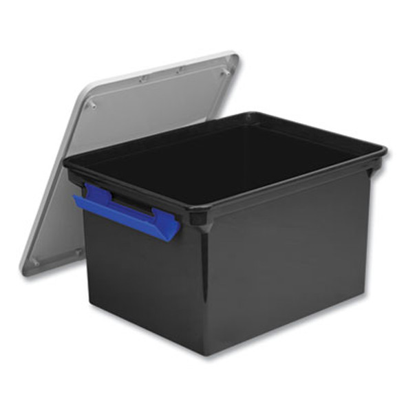 Tote With Locking Handles, Legal/Letter, 13.9" x 18.3 x 10.6", Black/Silver/Blue, 4/Carton