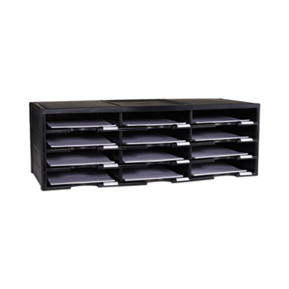 Storex Literature Organizer, 12 Compartments, 10.63 x 13.3 x 31.4, Black