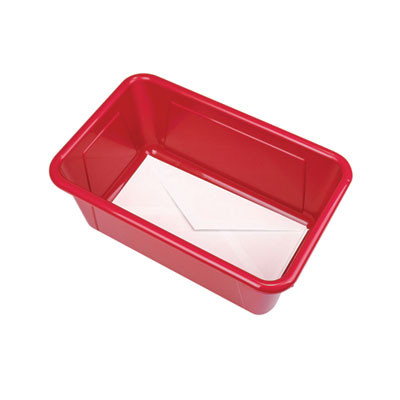 Cubby Bin With Lid, 12.28 x 7.95 x 5.23, Red, 5/Pack