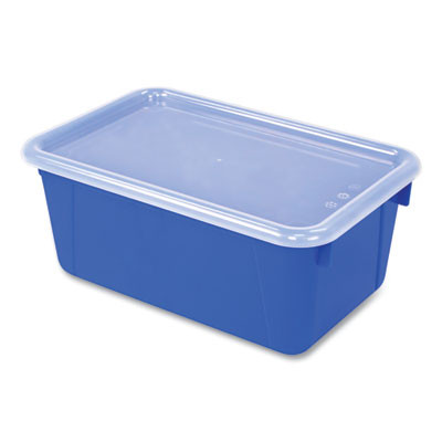Cubby Bin With Lid, 2 Gal, 8.2 x 12.5 x 11.5, Blue, 5/Pack