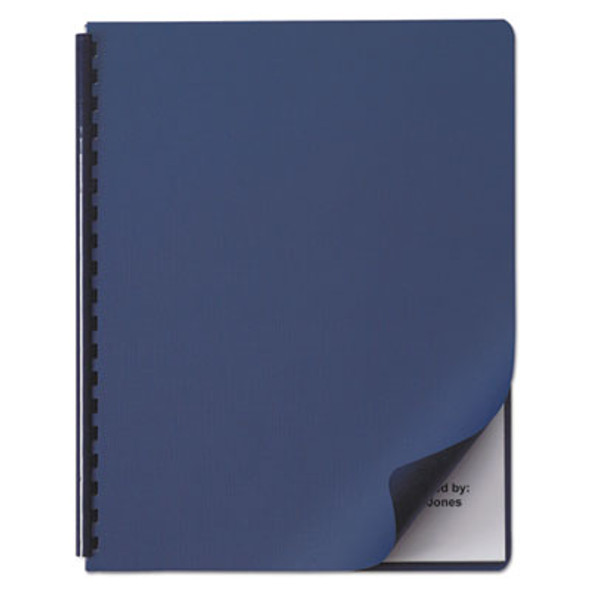 Linen Textured Standard Presentation Covers For Binding Systems, Paper, Round Corners, 11.25 x 8.75, Navy, 50/Pack