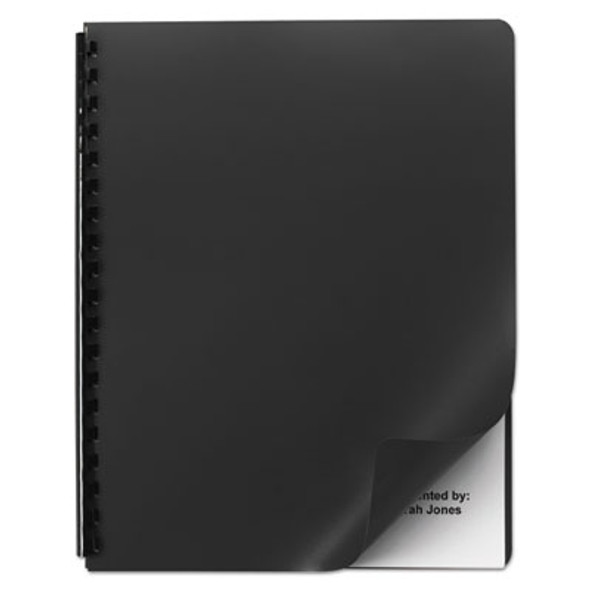 Opaque Plastic Presentation Covers For Binding Systems, Plastic, Round Corners, 11.25 x 8.75, Black, 25/Pack