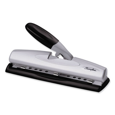 12-Sheet Lighttouch Desktop Two- To Three-Hole Punch, 9/32" Holes, Black/Silver