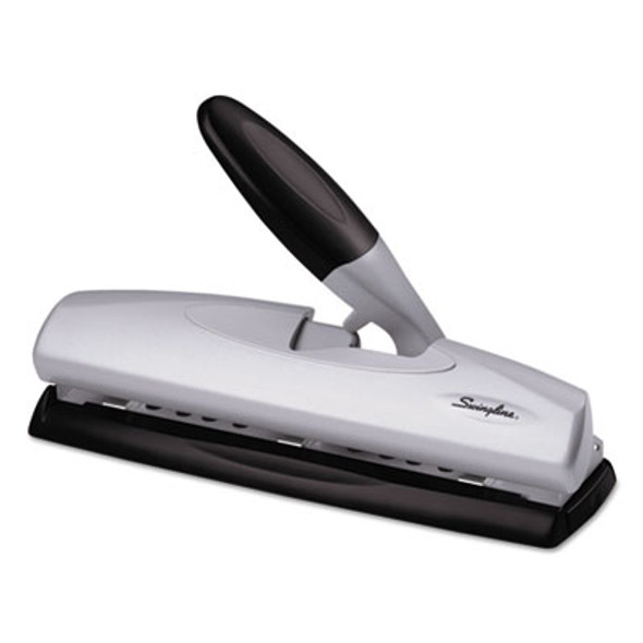 20-Sheet Lighttouch Desktop Two- To Seven-Hole Punch, 9/32" Holes, Silver/Black