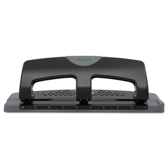 20-Sheet Smarttouch Three-Hole Punch, 9/32" Holes, Black/Gray