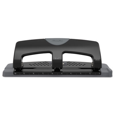 20-Sheet Smarttouch Three-Hole Punch, 9/32" Holes, Black/Gray