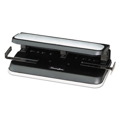 32-Sheet Easy Touch Two- To Three-Hole Punch With Cintamatic Centering, 9/32" Holes, Black/Gray
