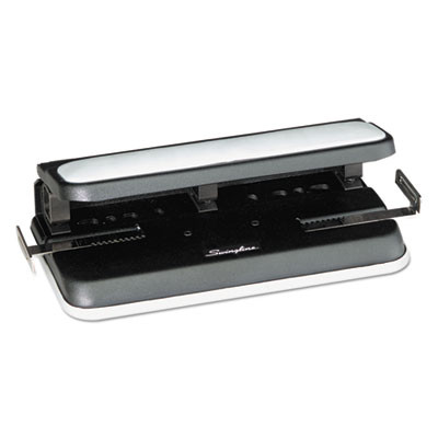 32-Sheet Easy Touch Two- To Three-Hole Punch With Cintamatic Centering, 9/32" Holes, Black/Gray
