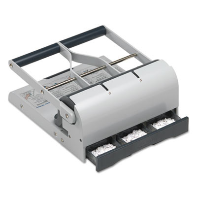 160-Sheet Antimicrobial Protected High-Capacity Adjustable Punch, Two- To Three-Hole, 9/32" Holes, Putty/Gray