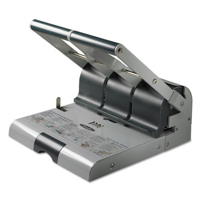 160-Sheet Antimicrobial Protected High-Capacity Adjustable Punch, Two- To Three-Hole, 9/32" Holes, Putty/Gray