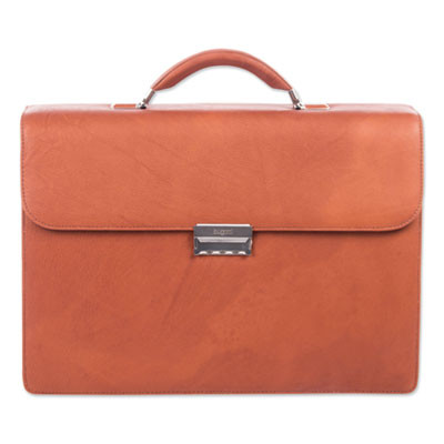 Milestone Briefcase, Fits Devices Up To 15.6", Leather, 5 x 5 x 12, Cognac