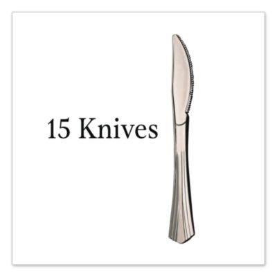 Sterling Heavy-Duty Plastic Cutlery, Heavyweight Knife, Silver, 50/Pack